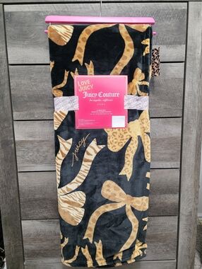 Juicy Couture Cheetah Bow Throw Blanket 60in x 70in Brand new Viral TikTok